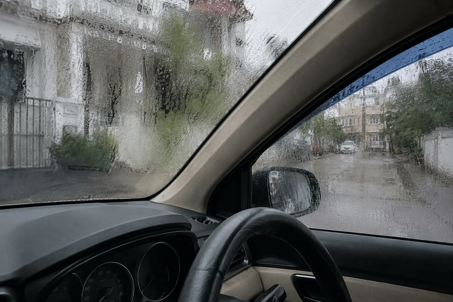 Condensation on the inside of a car window