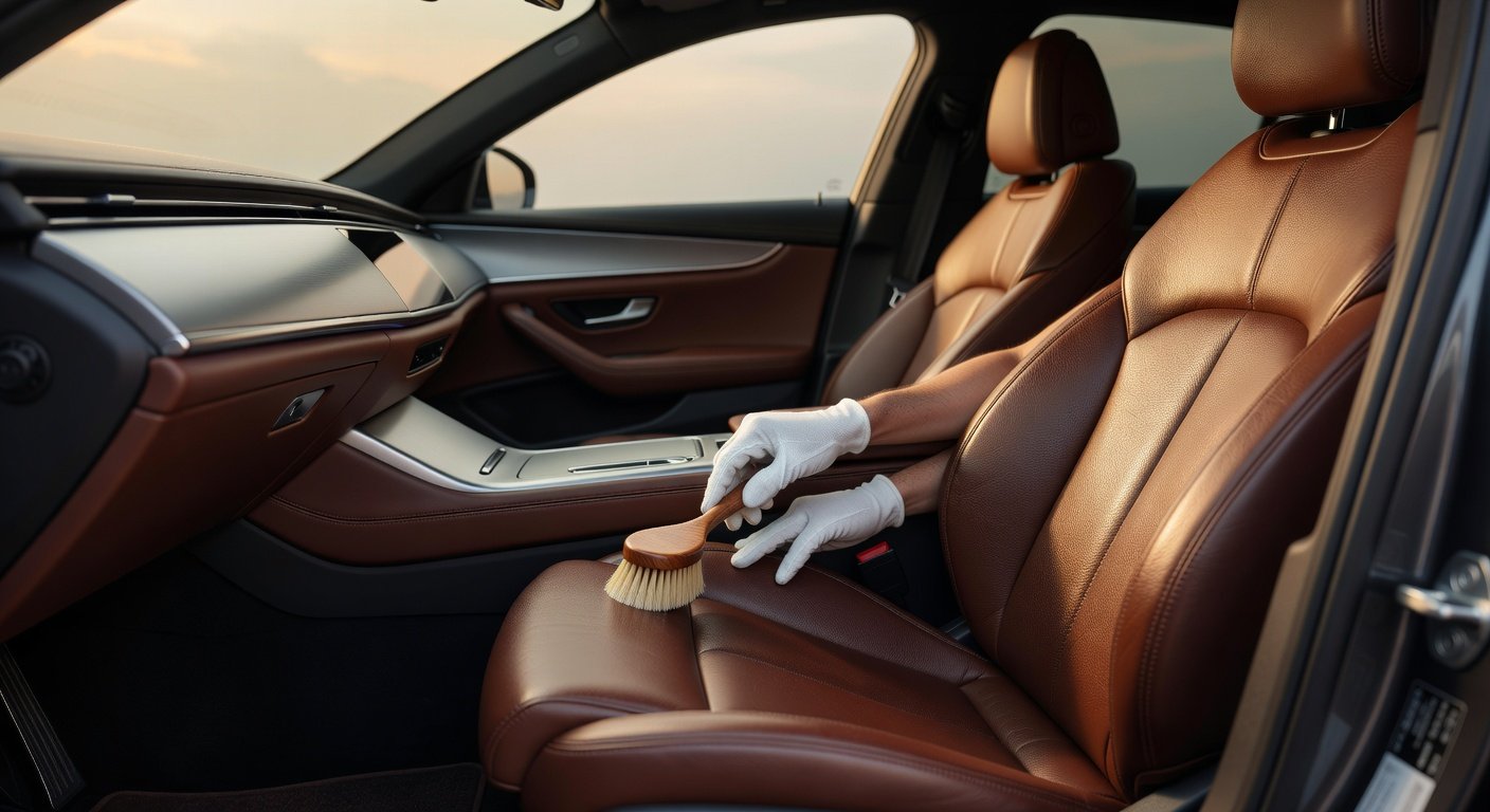 Luxury sedan interior detailing